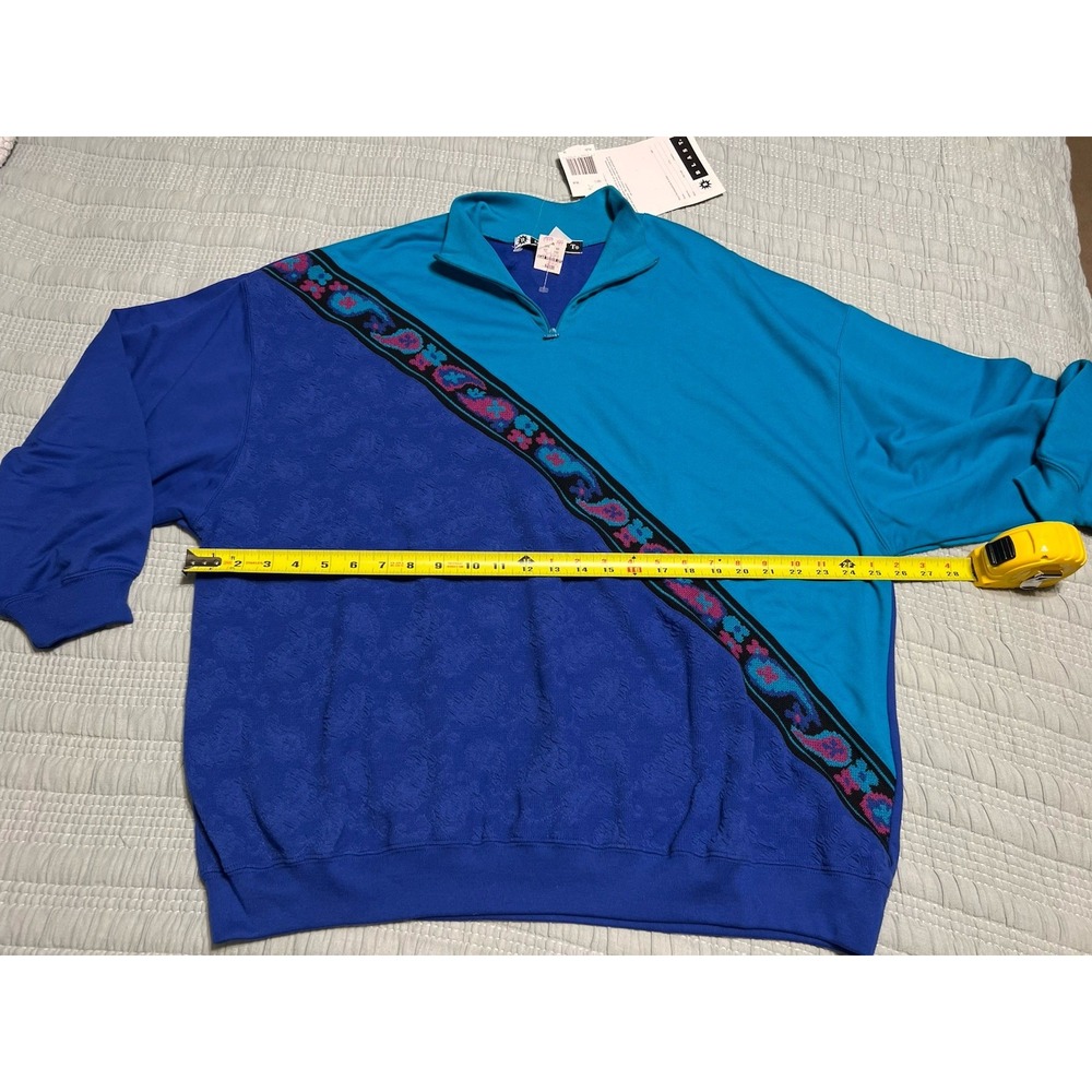 VTG NWT Blast Blue Colorblock Paisley Floral Needlepoint? Pullover Sweater 3X